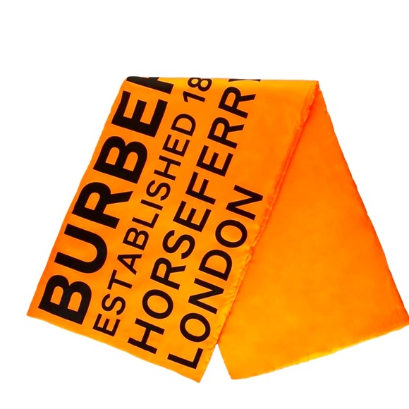 100%AUTHENTIC NEW W/TAGS BURBERRY JUMBO PADDED-PUFFER SCARF - BRIGHT ORANGE SILK - Picture 5 of 10